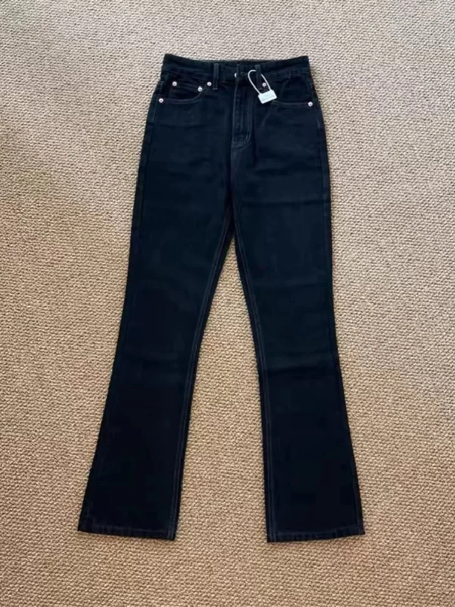 

Мужские джинсы Slim Fit American Style: модные черные прямые брюки-трубы для весны и лета, утягивающие фигуру