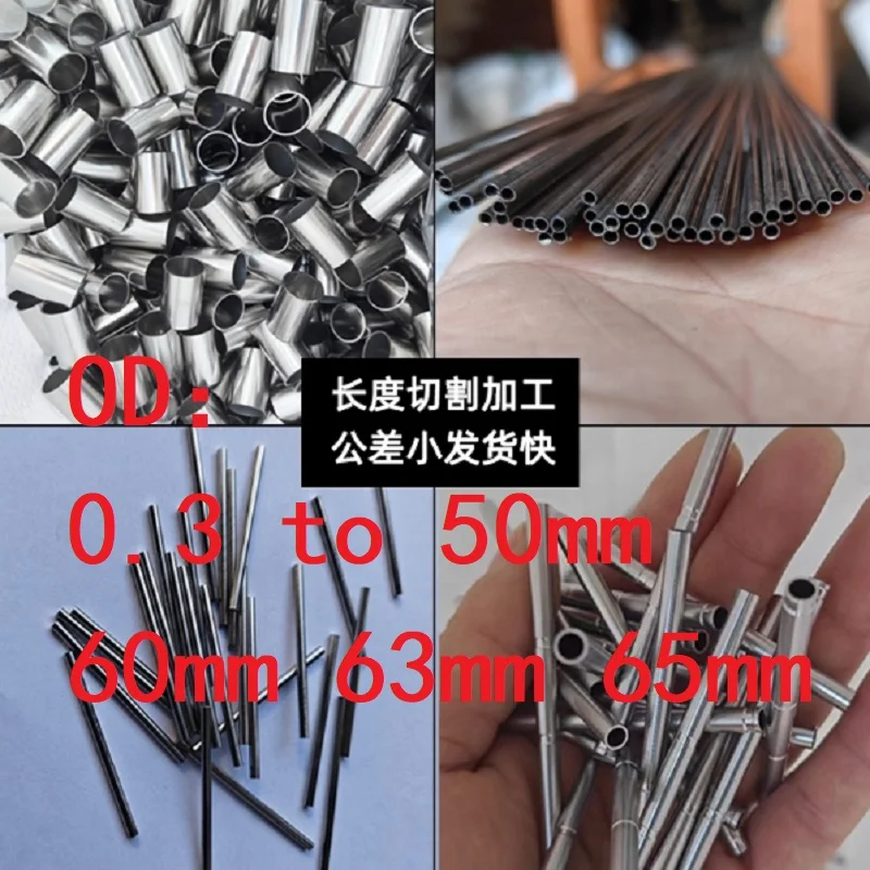 1PC 304 Stainless Steel Tubes Pipes Large Metal Pipes OD 0.3-50 60 63 65mm Length 100mm 250mm 500mm