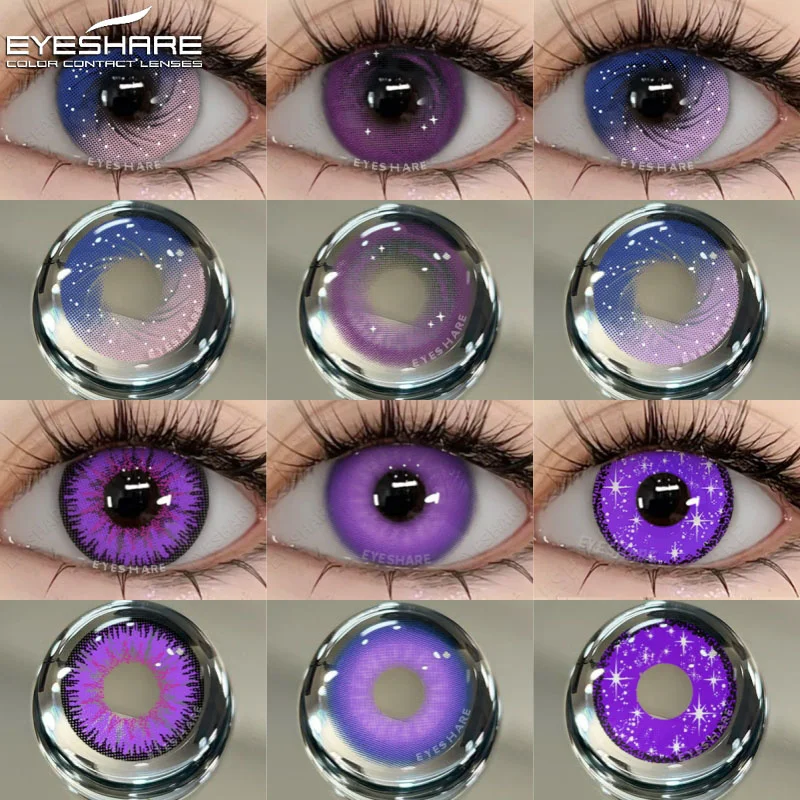 EYESHARE-Lentilles de Contact Violettes pour les Yeux, 1 Paire, Article de Couleur Rose, Y2K, pour les Yeux Naturels, Annuel