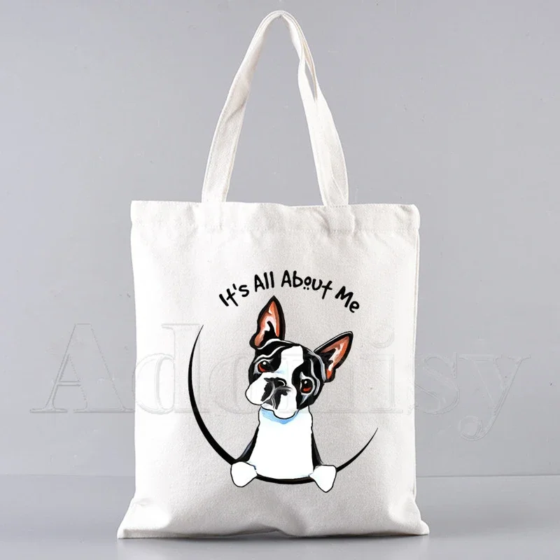 French Bulldog Shopping Bag Grocery Handbag Bolsas De Tela Tote Bolsa Shopping Bag Jute Tote Fabric Custom