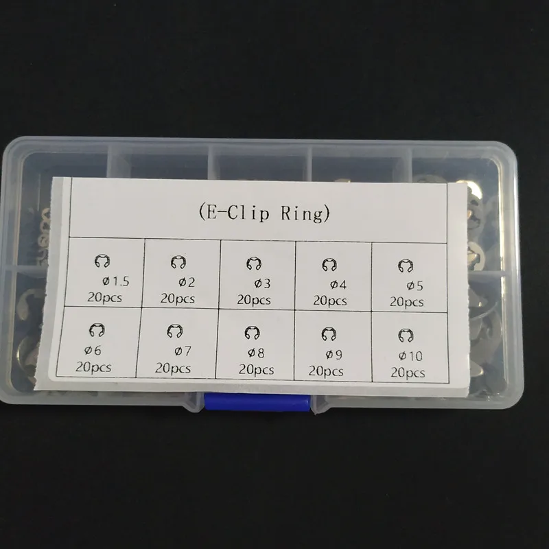 200Pcs GB896 M1.5 Om M10 1.5 2 3 4 5 6 7 8 9 10Mm Roestvrijstalen As externe Borgring E Clip Snap Borgring Wasmachine
