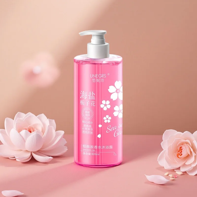 바다 소금 오렌지 플라워 샤워 젤 809ml 보습 및 수분 공급 장시간 지속되는 향기 대용량 나이아신아마이드 바디 워시