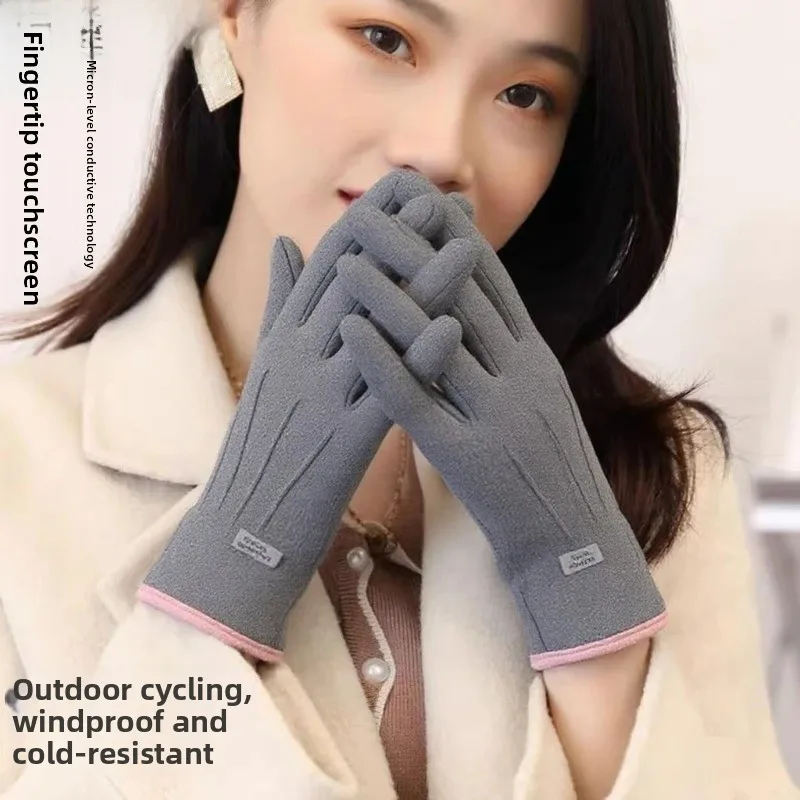 

Women's Winter Gloves Fleece Lined Warmth Velvet Gloves Fingered Normal Size Autumn Winter Collection by Meiladola
