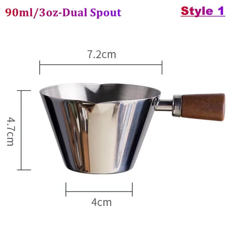 90ml 3oz Espresso Measuring Cup with Wood Handle Stainless Steel Coffee Shot Coffee Pouring Cup Kitchen Measuring Accessories