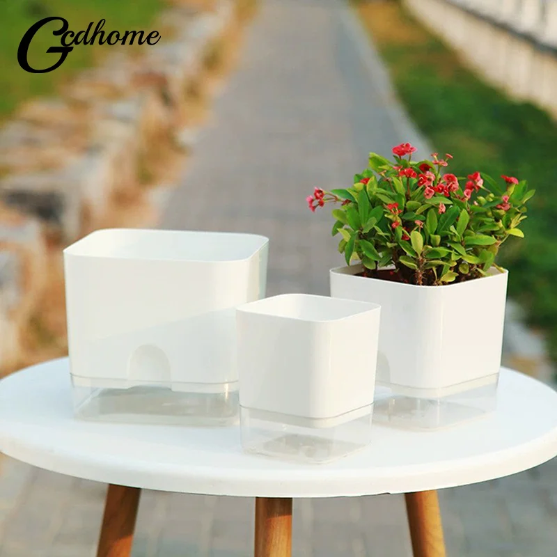 Self Watering Plant Pot Magnetic Plastic Self-absorbent Cotton Rope Flowerpot For Double-deck Lazy Plant Pot Garden Supplies