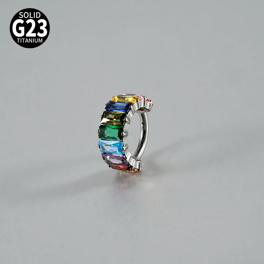 1PC G23 Titanium Hinged Septum Nose Hoop Notril Rings Thick CZ Clicker Helix Daith Conch Earrings Rook Piercing Jewelry 16G