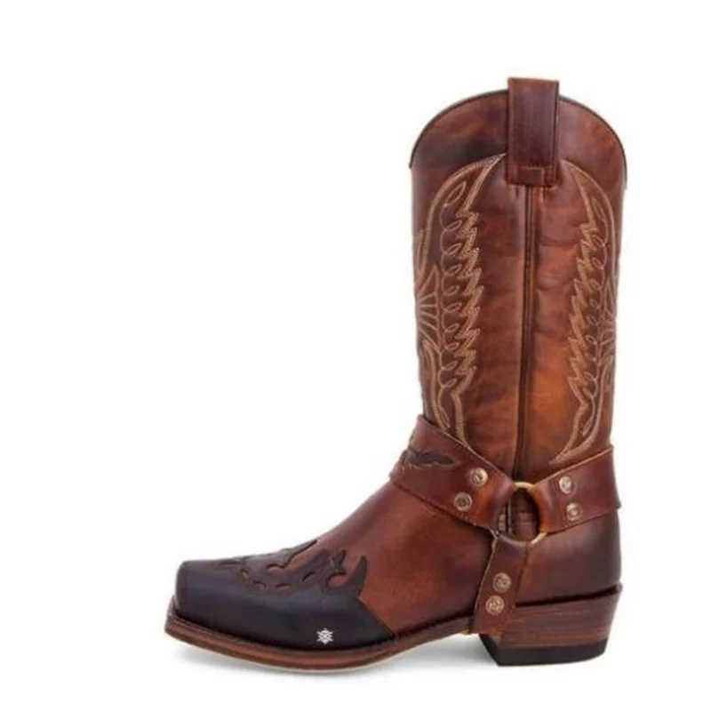 

Мужские кожаные ботинки на низком каблуке, с вышивкой, размеры 38-48