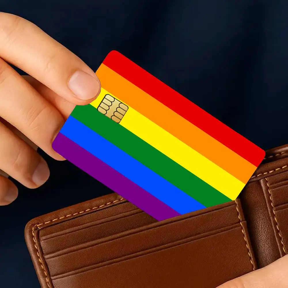 Flag Gay Rainbow Pride Credit Card Stickers Skin For Bank Bus Metro 4PCS Cover Film Gift