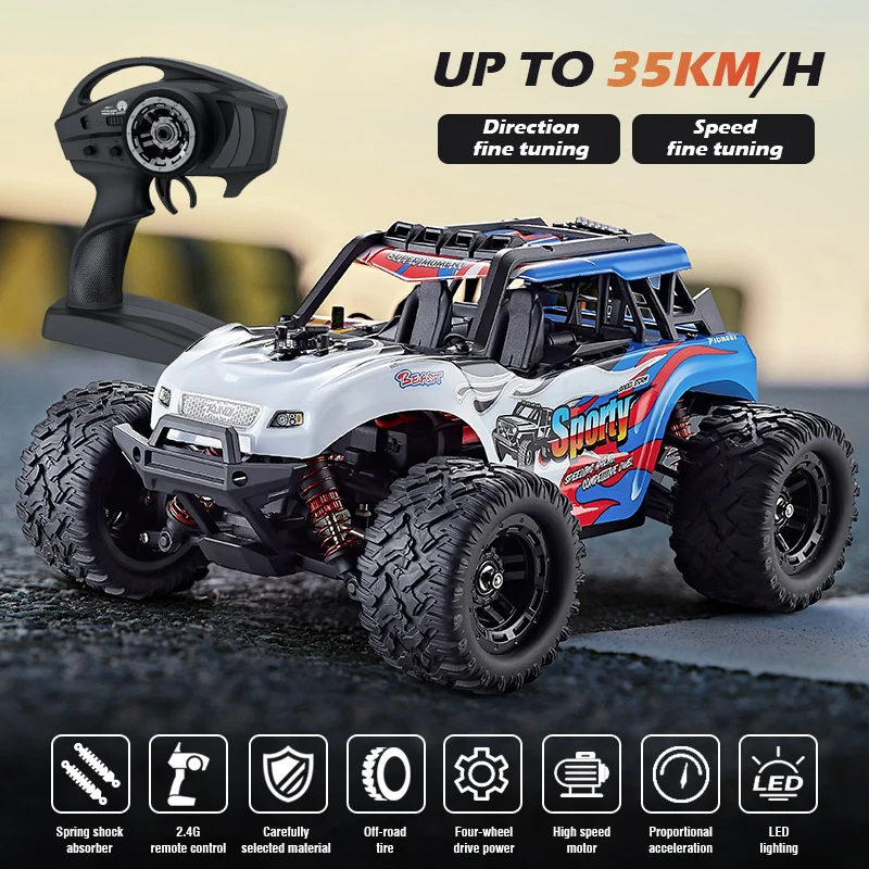 รถบังคับของเล่นสำหรับเด็กทางวิบากแข่งขันความเร็วสูง2.4ก. 4WD 1:18 mobil RC รถตีนตะขาบของเล่นสำหรับเด็ก