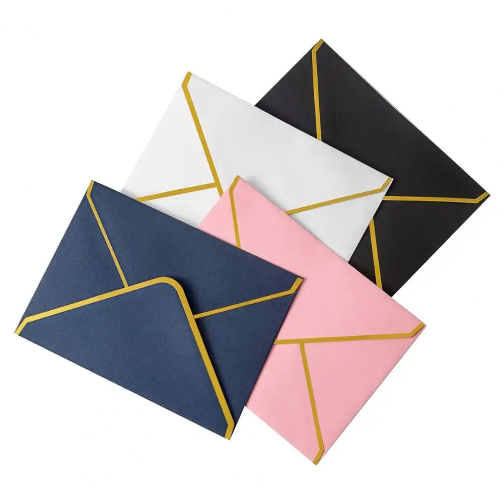 Koperta z klapką w kształcie litery V Elegancki zestaw kopert do tłoczenia na gorąco ze złotymi półfabrykatami 10 szt. Konstrukcja z klapką w kształcie litery V do kart okolicznościowych