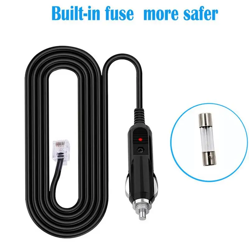 Radar Detector Adapter Cable 12V 2A Radar Detector Lighters to Rj11 Adapter Straight Power Cord Replacement Connecting Cables