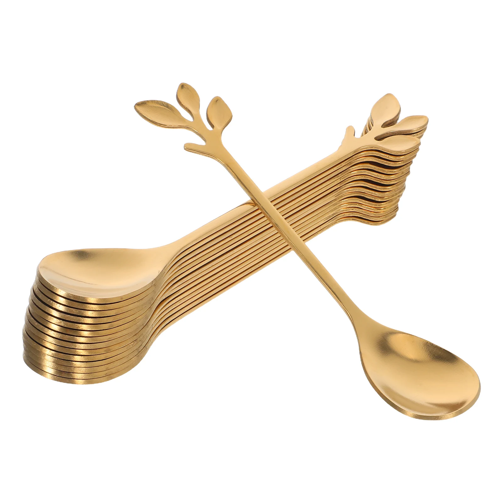

15pcs Stainless Steel Stirring Spoons Creative Leaf-Shaped Dessert Tea Coffee Honey Scoop For Home Cafe Kitchen Bar Use Mixing