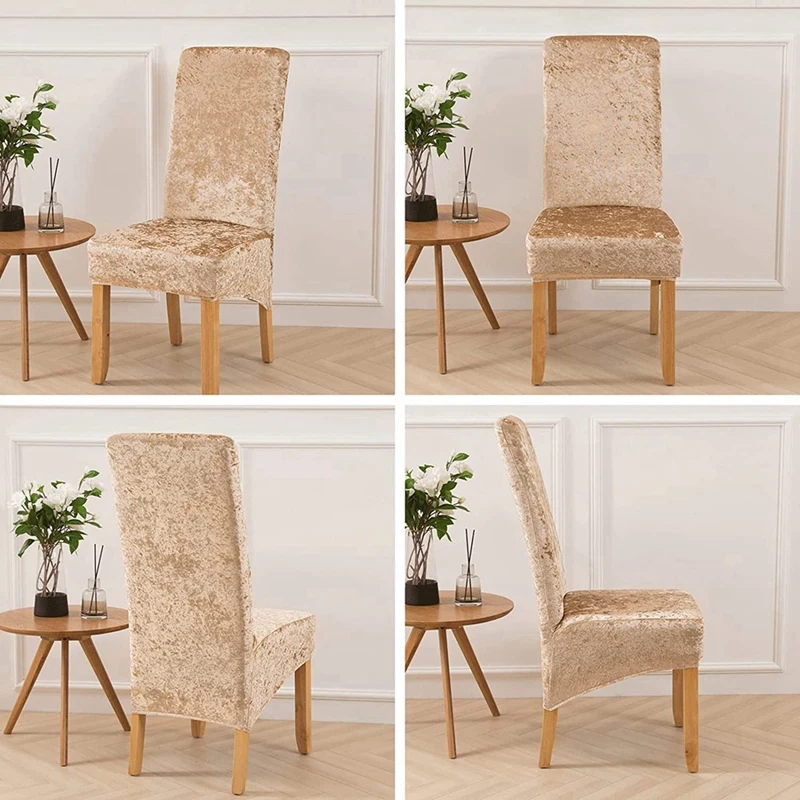 Pack Of 6 High Back Chair Covers Glitter Ice Velvet Fabric Chair Seat Cover Slipcover For Resterant Hotel Wedding Party