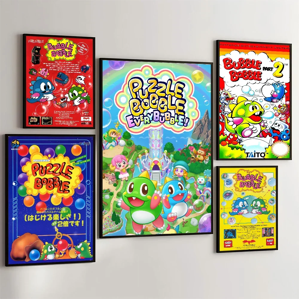 1PC Arcade Game Bubble-Bobble Poster Movie Sticky Poster Retro Kraft Paper Sticker DIY Room Bar Cafe Aesthetic Art Wall Painting