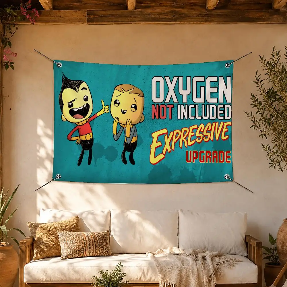 Oxygen Not Included Game Flags Room Home Decor Wall‑Hanging Art Banner, Outdoor for Bedroom Party Background Decoration