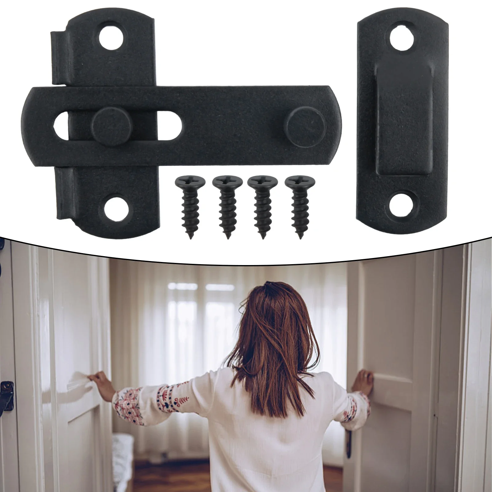 

Gate Latch S===ing Barn Door ==h For Locki=ng Ma=e Black Stainless S=l ==Gate Latches Flip Latch ==Safety Door Bolt La===ch Lock