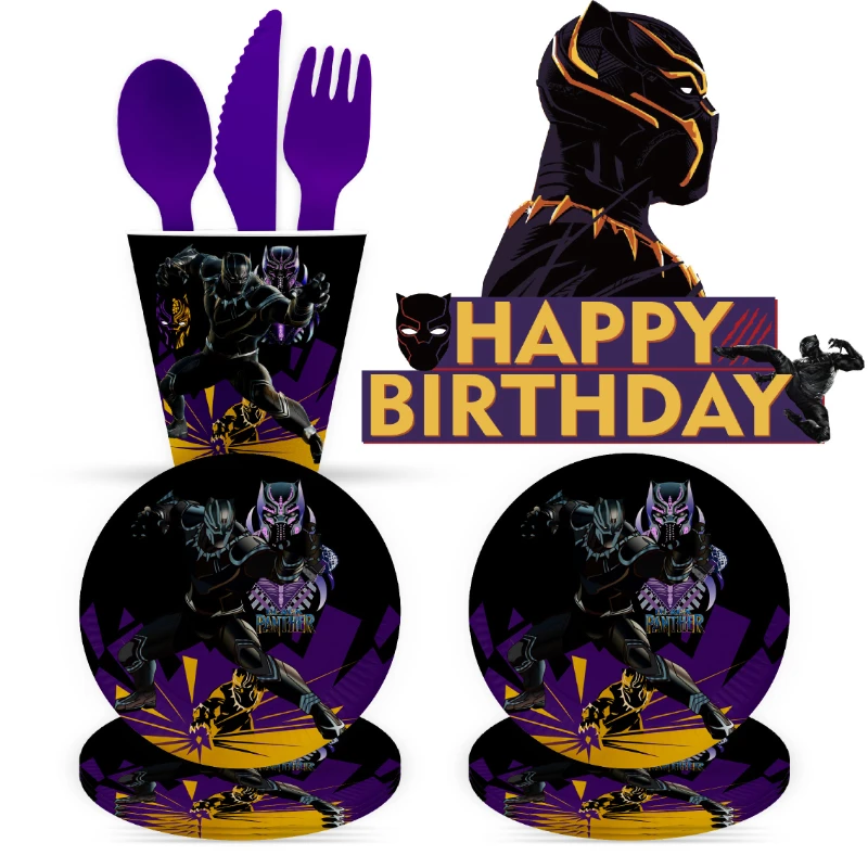 Disney Superhero Black Panther Chliden Birthday Themed Party Baby Shower Decorate Packing Disposable Festival Celebration Items