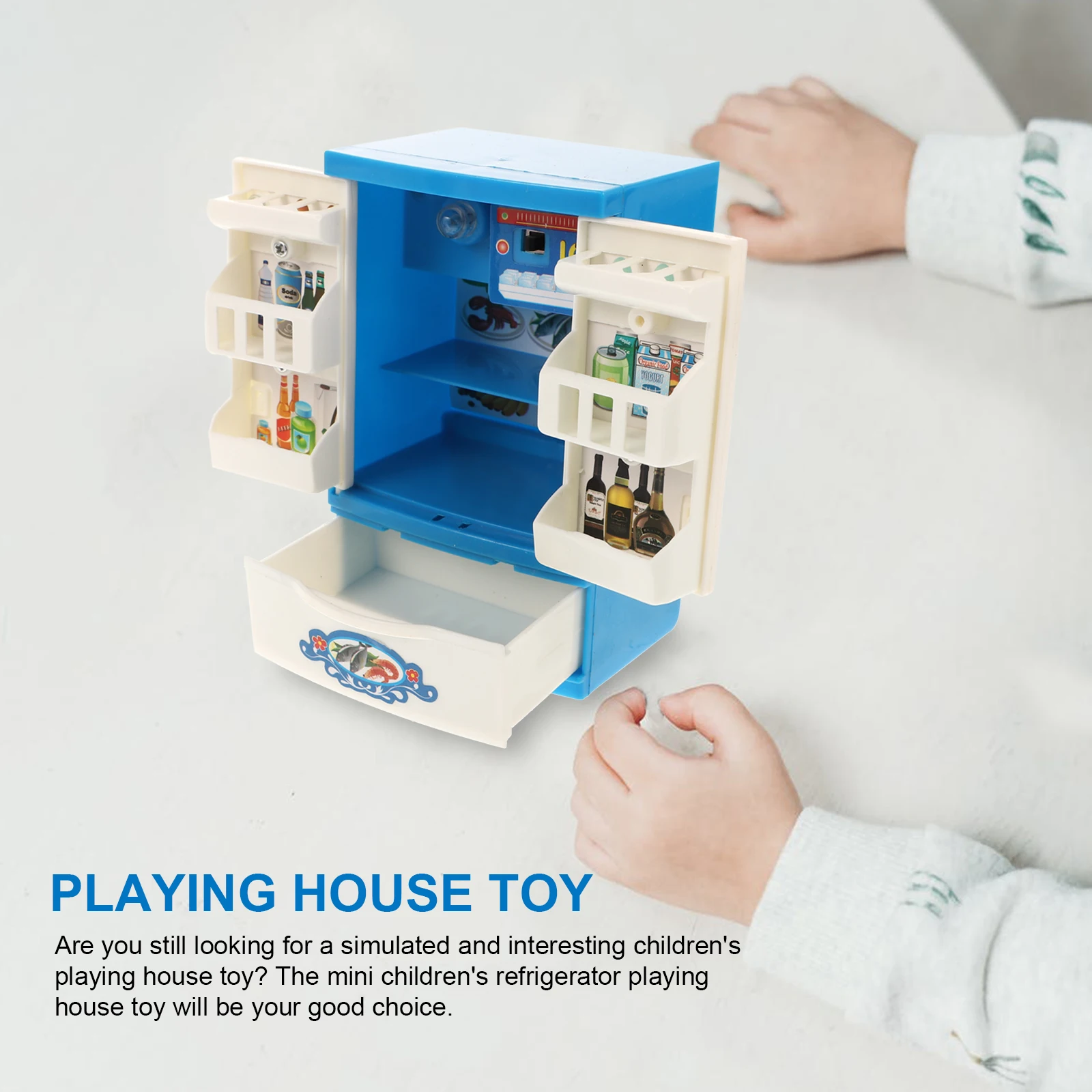 

Mini Refrigerator Toy Simulated Kitchen Plaything Children Fun Cognitive Development Smooth Surface Mini Size Plastic