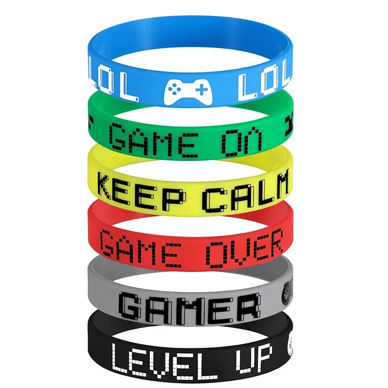 6pcs Gamer Silicone Bracelets Game Consolee Theme Wrist Strap Presents Happy Boys Birthday Party Decors Kids Favors Gifts