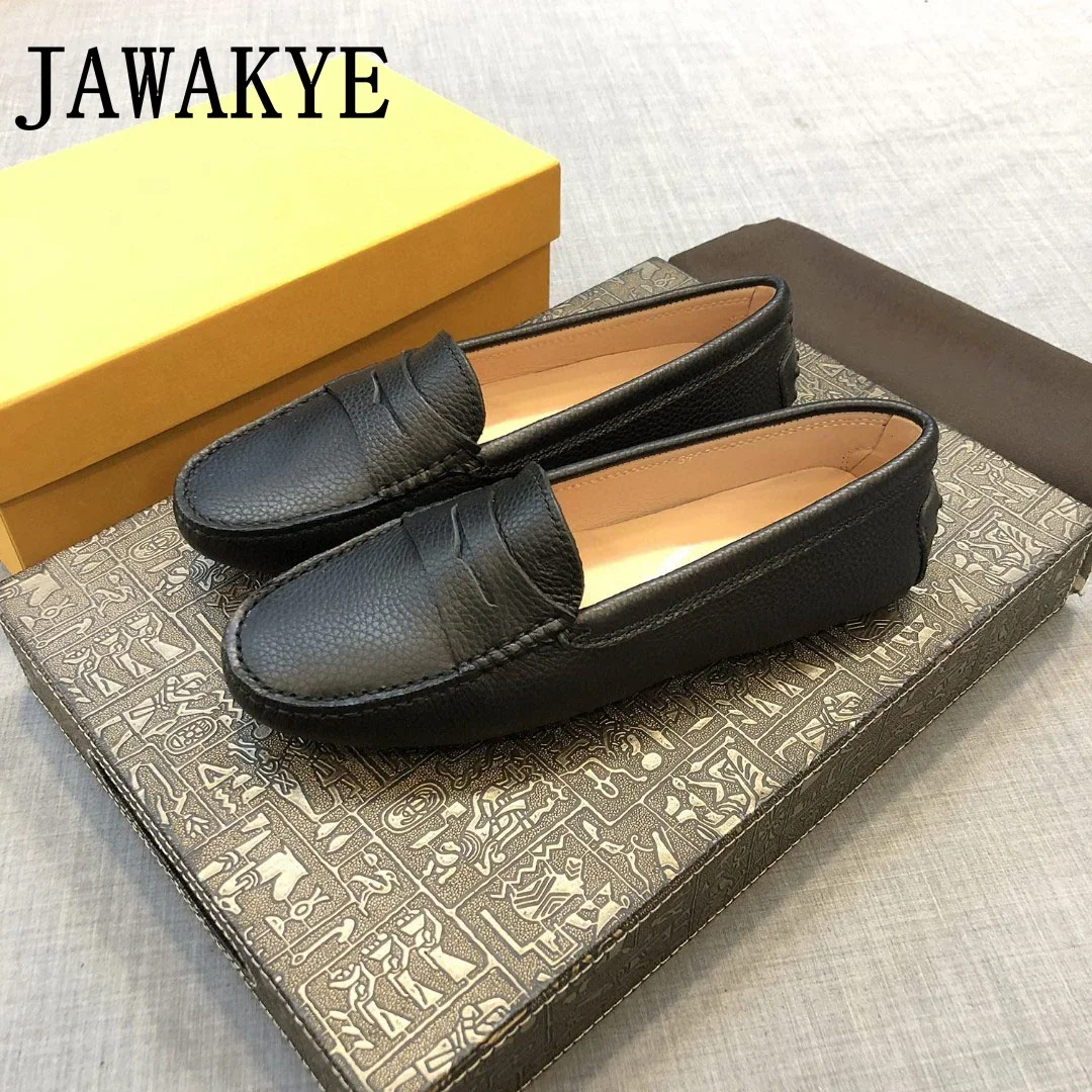 JAWAKYE Men Flat Loafers Shoes Summer Walking Casual Shoes Suede Shallow White Rubber Sole Mules Soft Slip on Men Shoes Low Top