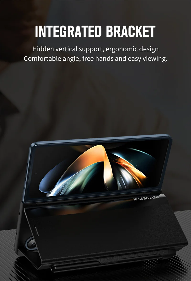 With S Pen & Pen Slot PU Leather Electroplating Holder Phone Case For Samsung Galaxy Z Fold 6 5 4 3 5G Fold7 Magnetic Flip Cover