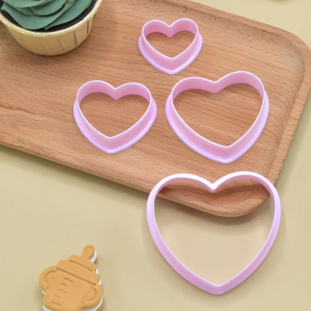 4Pcs/set Love Heart Cookie Cutter Wedding Party Fondant Dessert Cake Decorating Tools Heart Shape Biscuit Maker Pastry Cutter