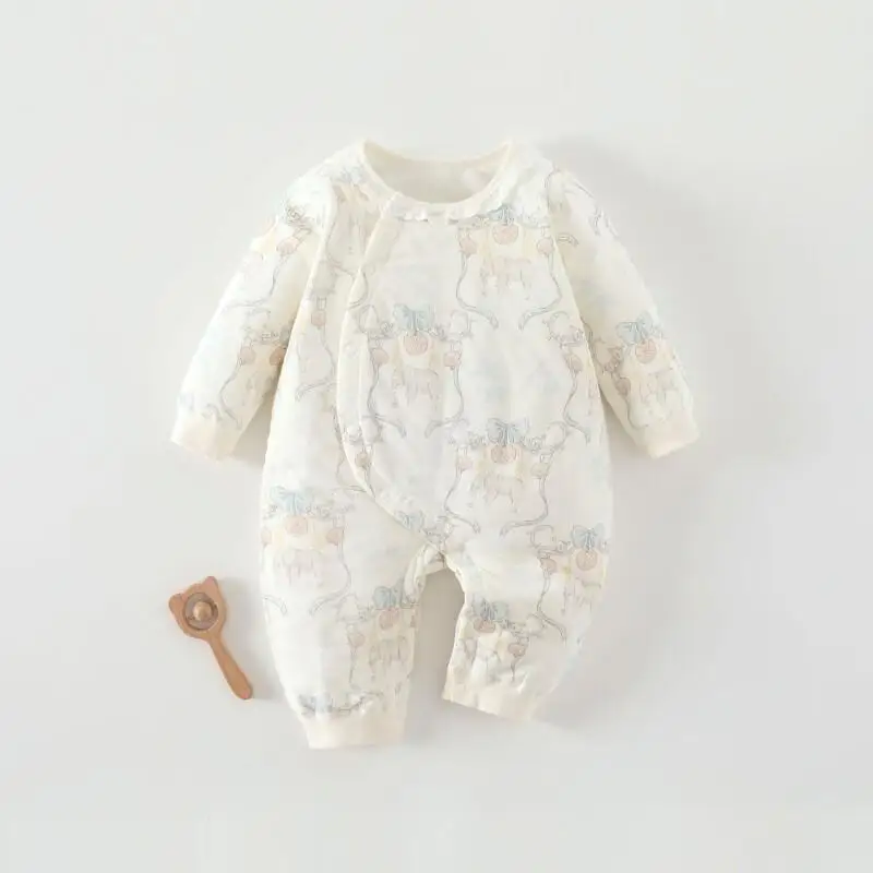 

0-3Y Newborn Boys Girls Autumn Winter Bodysuit Kids Onesie Long Sleeve Pure Cotton Bodysuit Thicken Warm Loungewear Baby Clothes