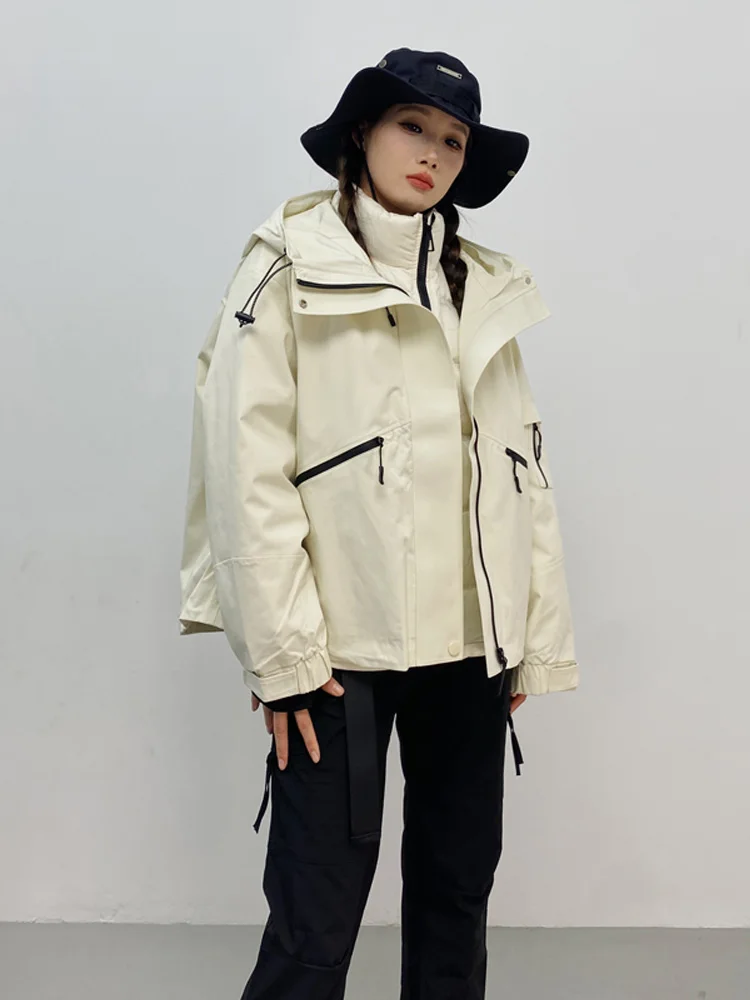 

Съемная повседневная зимняя куртка-парка из двух частей для женщин, новая, универсальная, с капюшоном, маленький размер, теплая рабочая одежда, пуховик