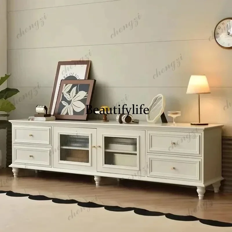 E136 Solid Wood Normal Tv Stand Alone Drawers Extended Minimalist White Tv Stands Modern Designer Mesa Para Televisor Furniture