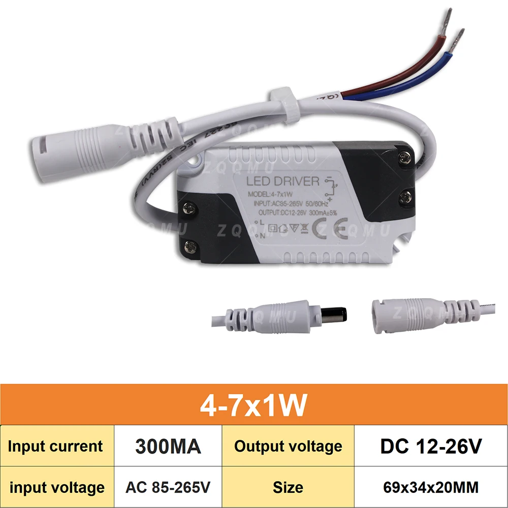 LED Driver Power Supply 4-7W 20W 36W 40W 48W 50W Constant Current AC85-265V 300-1500mA Ceiling Panel Light Transformer External