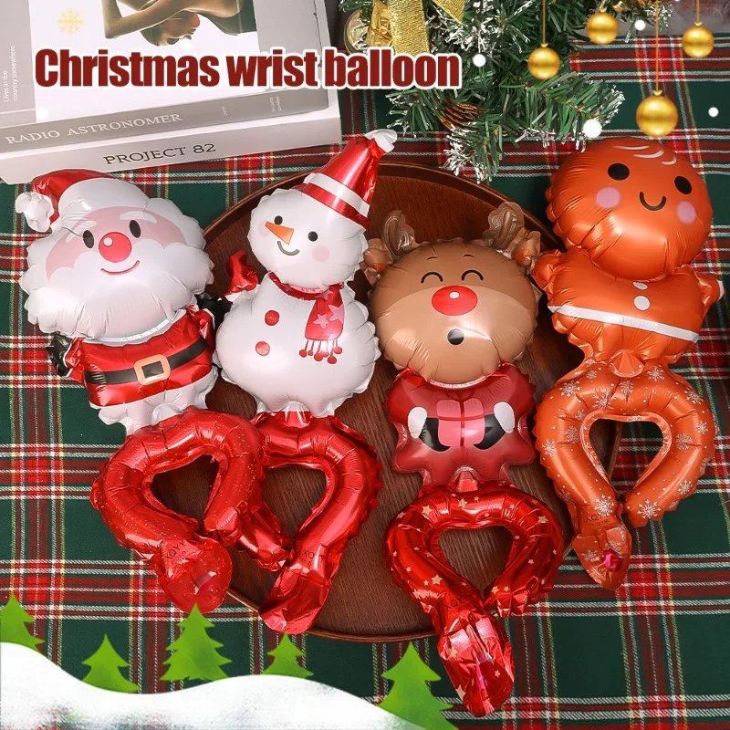 Christmas Foil Balloons Santa Claus Gingerbread Man Snowman Balloons Merry Christmas Holiday Party Decoration Handheld Balloon