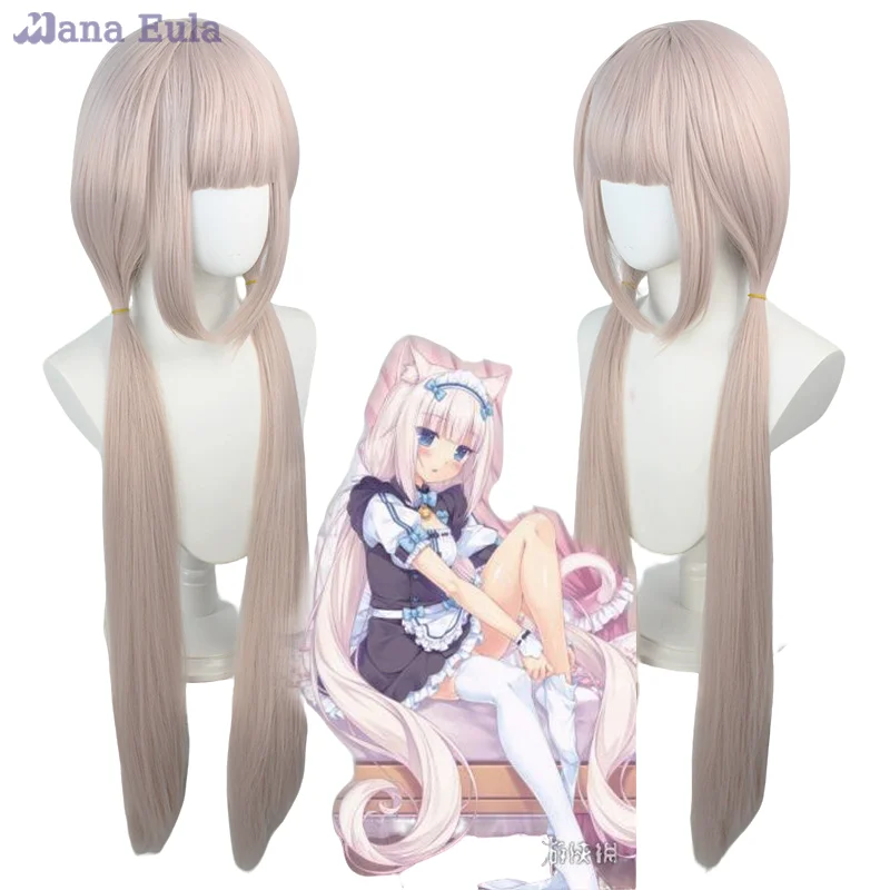 

Vanilla Wig Game NEKOPARA Cosplay Wig Synthetic Hair Double ponytail Pink Long 100CM Vanilla Cosplay Anime Wigs Halloween Party