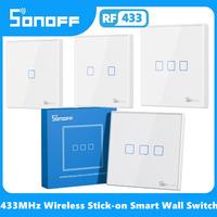 SONOFF RF Remote controller 86 Type Wall Panel Sticky 433MHz RF Remote Control 1/2/3 Gang Works With SONOFF TX Wifi Wall Switch