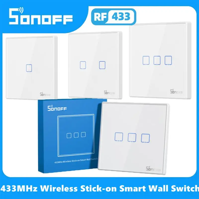 SONOFF RF Remote controller 86 Type Wall Panel Sticky 433MHz RF Remote Control 1/2/3 Gang Works With SONOFF TX Wifi Wall Switch