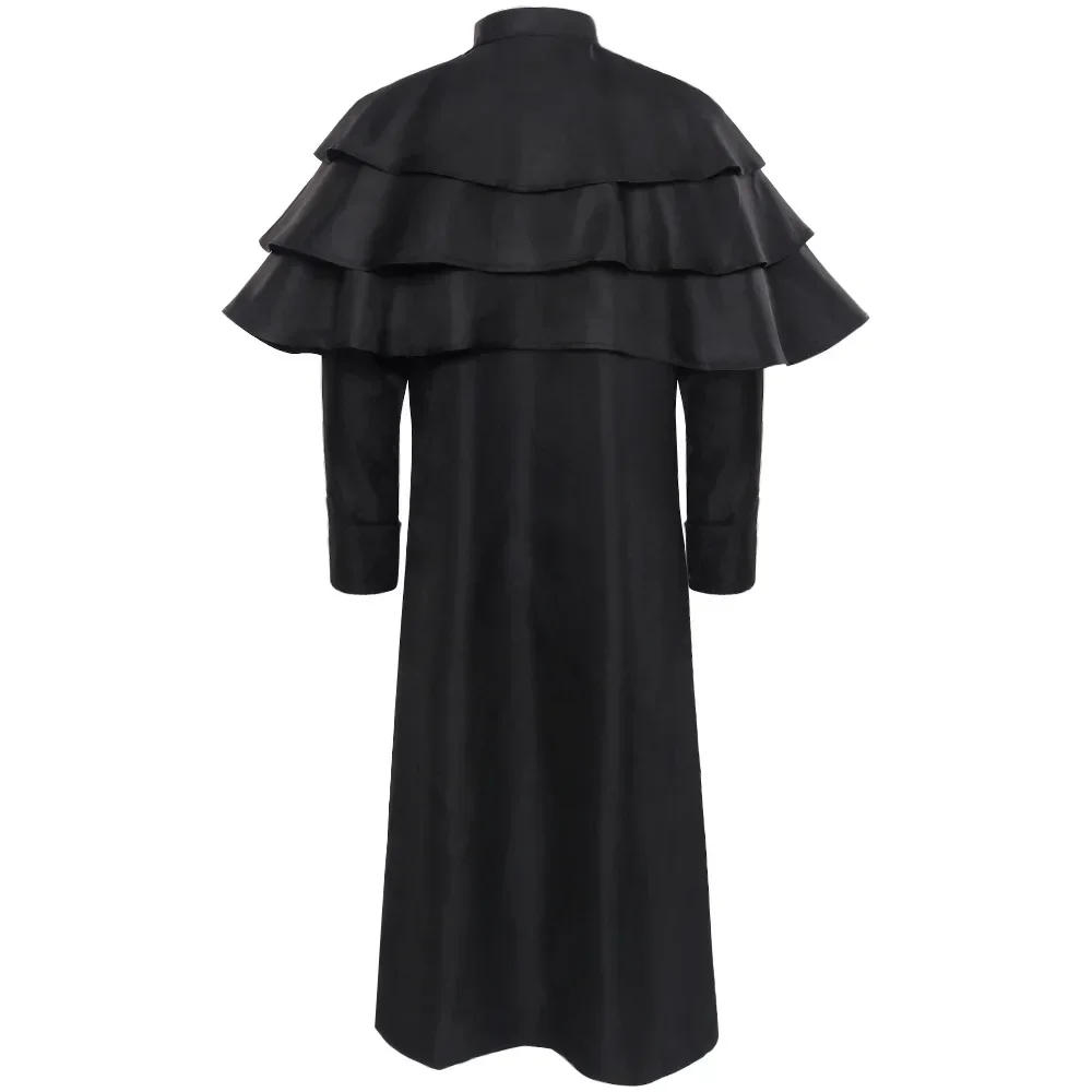 Men's Medieval Retro Halloween Stand-up Collar Priest Costume