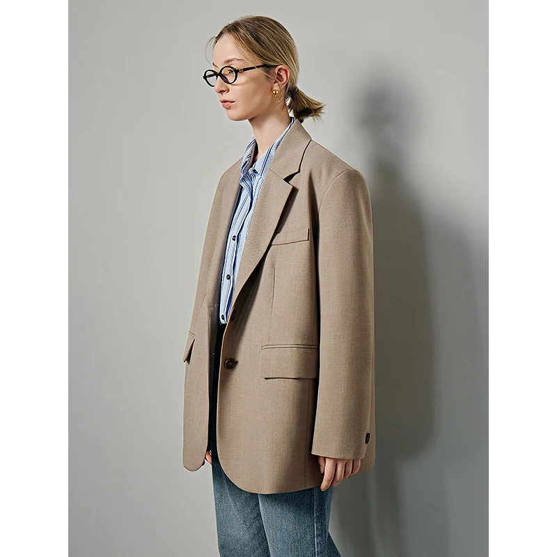 Veste blazer surdimensionnée pour femme, ourlet fendu au dos, solide, bureau, mode décontractée, nouveau, printemps, 2023