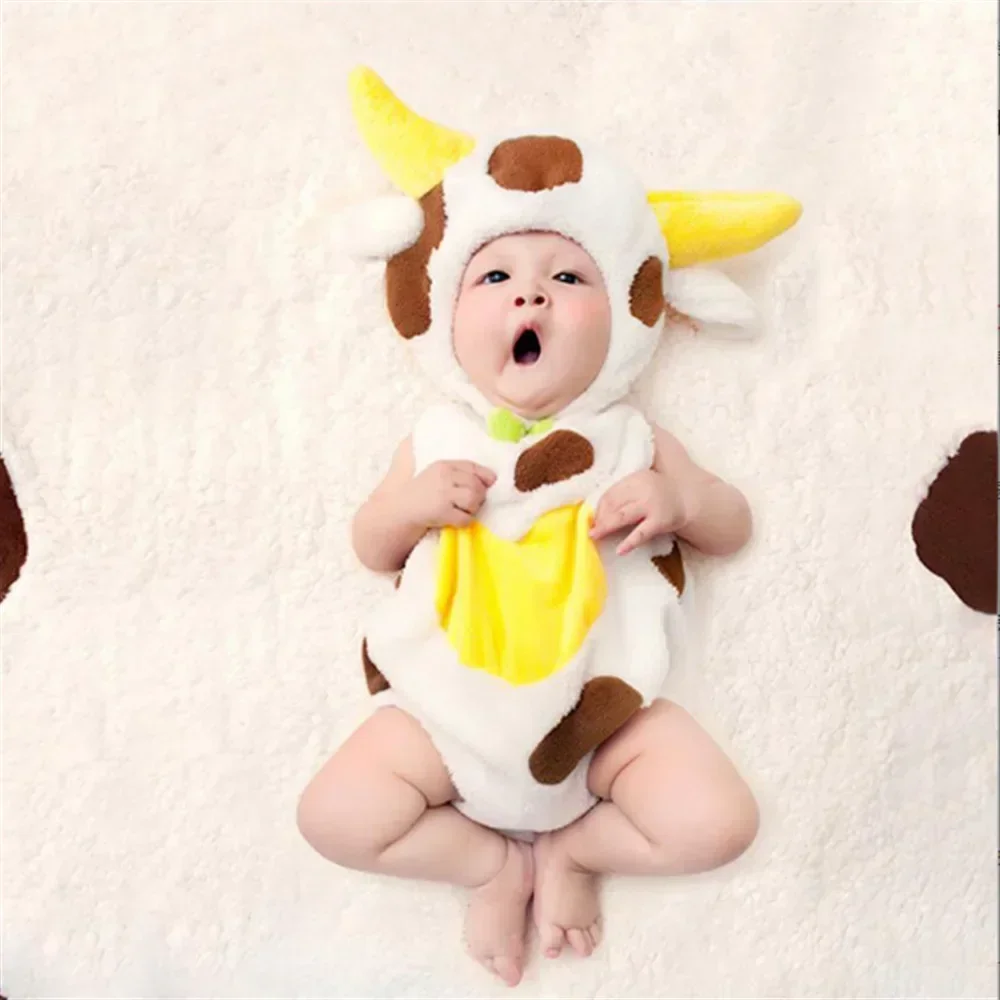 Newborn Baby Photography Props Fotografia Animals Fruits Bodysuit+Hat Halloween Cosplay Costume Studio ShootsClothing