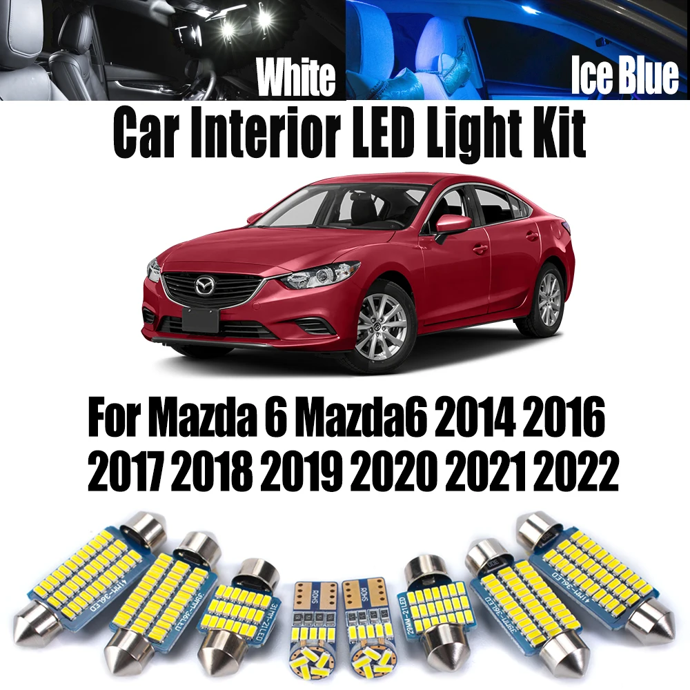 

13 шт. Canbus для Mazda 6 Mazda6 2014-2020 2021 2022 автомобильная лампа для чтения номерного знака светодиодная внутренняя карта купольный светильник комплект аксессуаров
