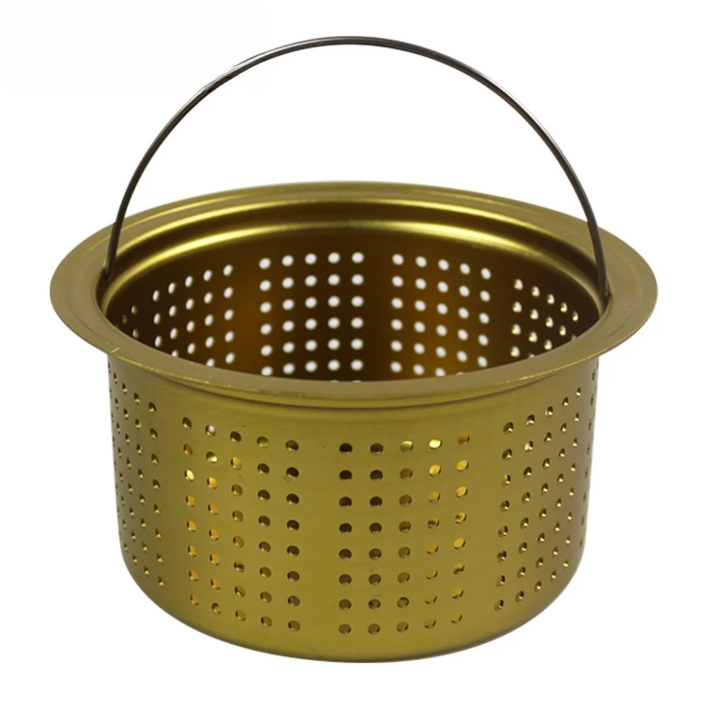 

Golden Kitchen Sink Basket Filter Aluminum Titanium Oxide Gold Strainer For Pressure Cookers 1pcs Home Replacement