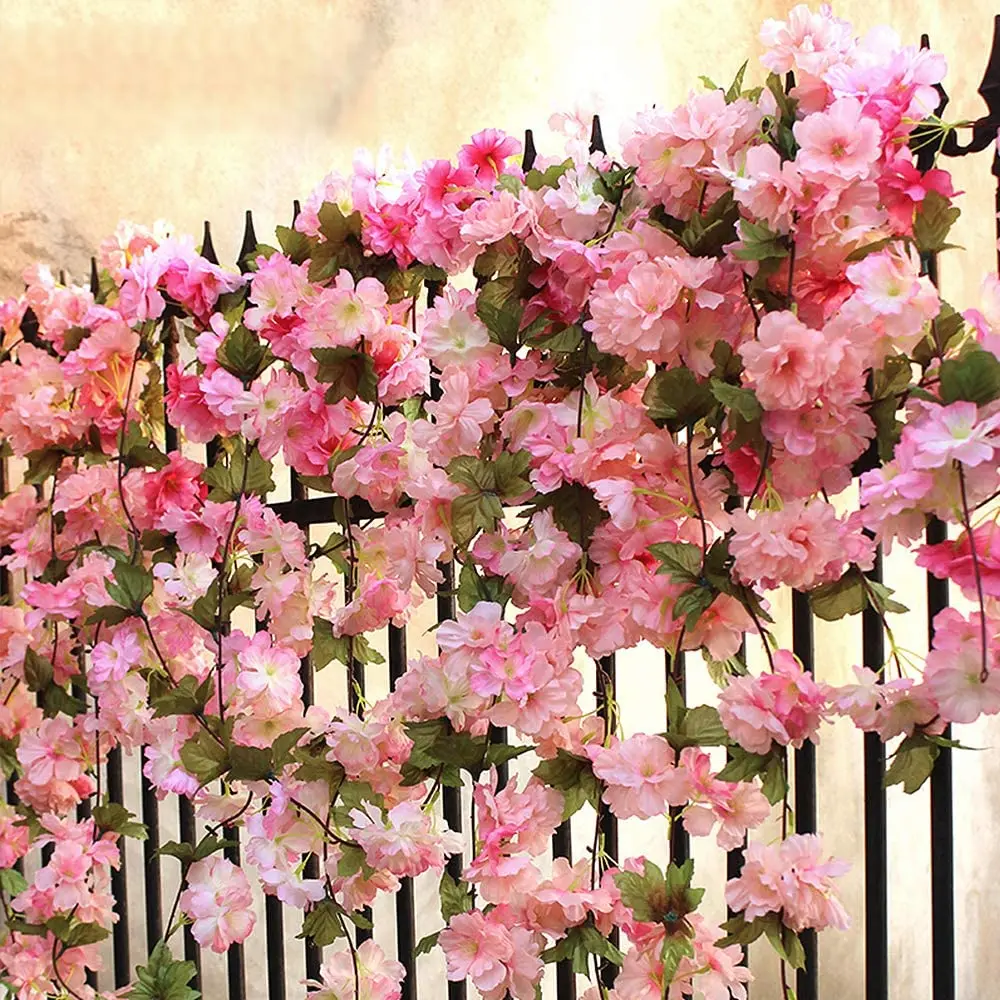 180 cm 135 Köpfe künstliche Kirschblüten-Blumenrebe, hängende Blumengirlande für Hochzeit, Party, Heimdekoration, japanisches Kawaii-Dekor – Detail 8