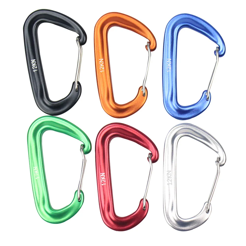 Professional Climbing Carabiner D Shape Mountaineering Buckle Hook 12KN Safety Lock Outdoor Climbing Equipment Accessory