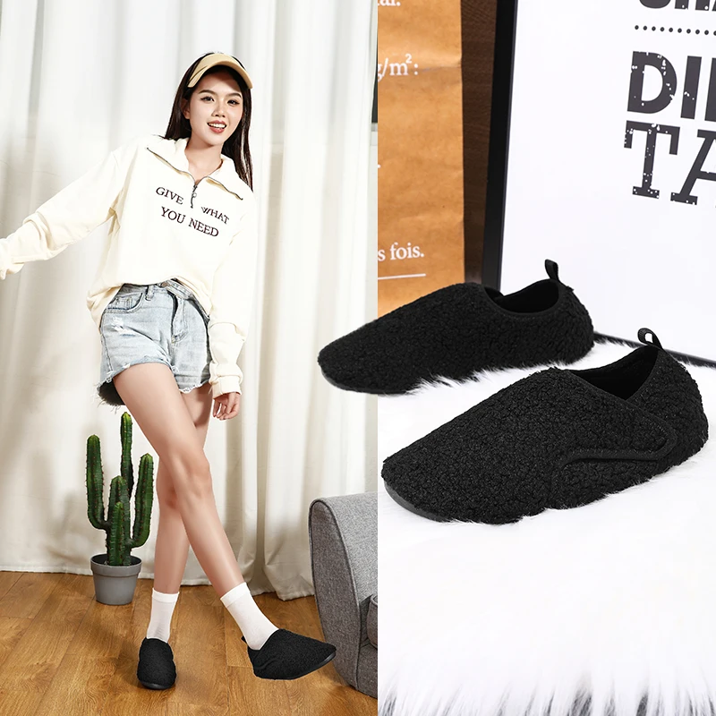 

Autumn and Winter Plain Home Indoor Wooden Floor Soft-Soled Men's and Women's Kidsren's Bags and Warm Plush Cotton Shoes Casual Shoes