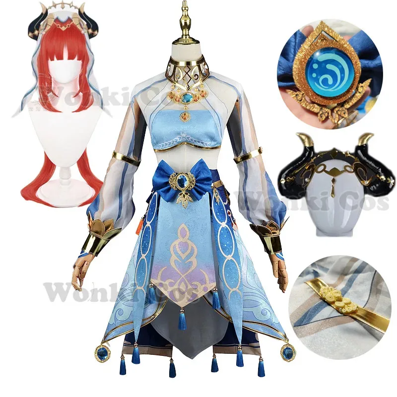 

New 2025 AA Game Cosplay Costume Wig Red Hair Women Dancer Dress Impact Sumeru Nilou Costumes ★★★