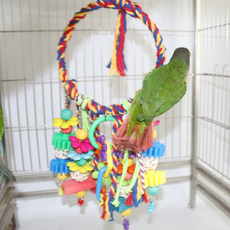 Bird toys, bird supplies, hanging rings, swings, wooden plastic cotton ropes, parrot bite toys