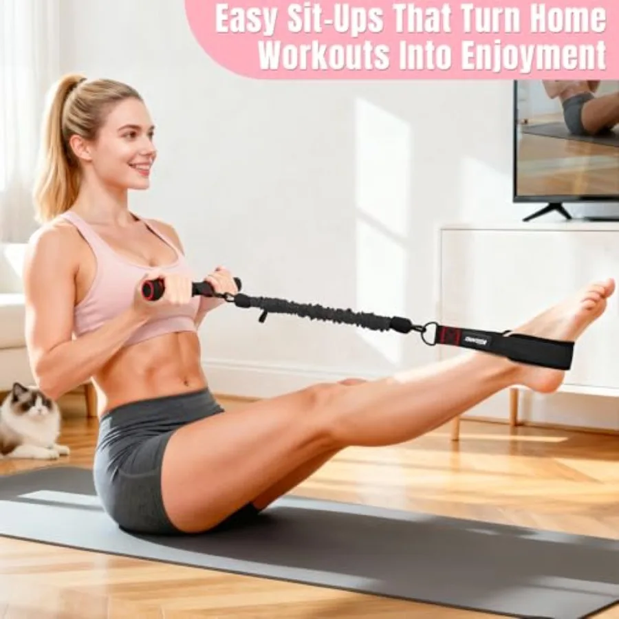 Multifunction pedal resistance band with handle for home gym use, latex-free TPE material, black color, 3-tube adjustable resis view 2