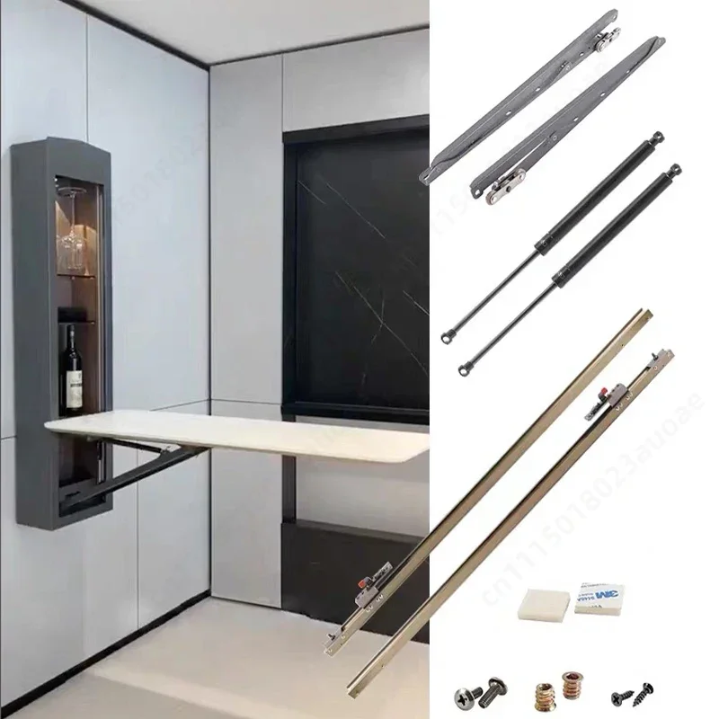 Wall Mounted Hanging Folding Table Multifunction Dining Desk Space Saving With Halls Mechanism Kit Parts For Household