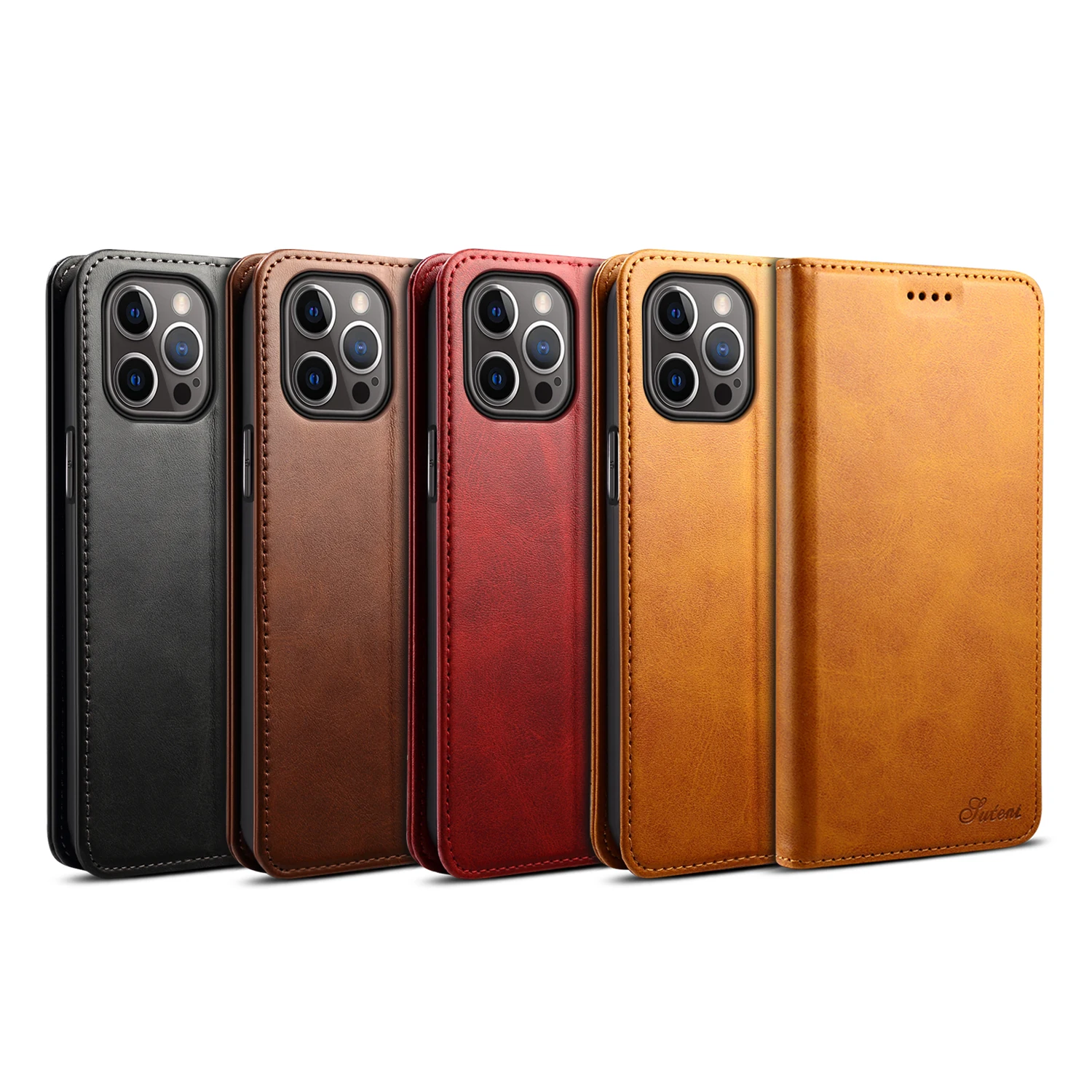 

Thin Suede Leather Wallet Case for iPhone 11 12 13 14 15 16 17 Pro Max Mini XR XS 8 7 6 Plus SE 2020 5S Flip Cover Strong Magnet