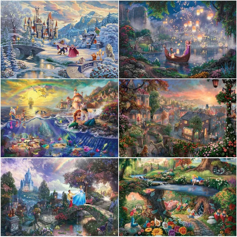 Disney Disney Princes and Princesses Wonderland Digital Oil Painting Characters Comic Anime Posters and Prints Wall  Home Decor