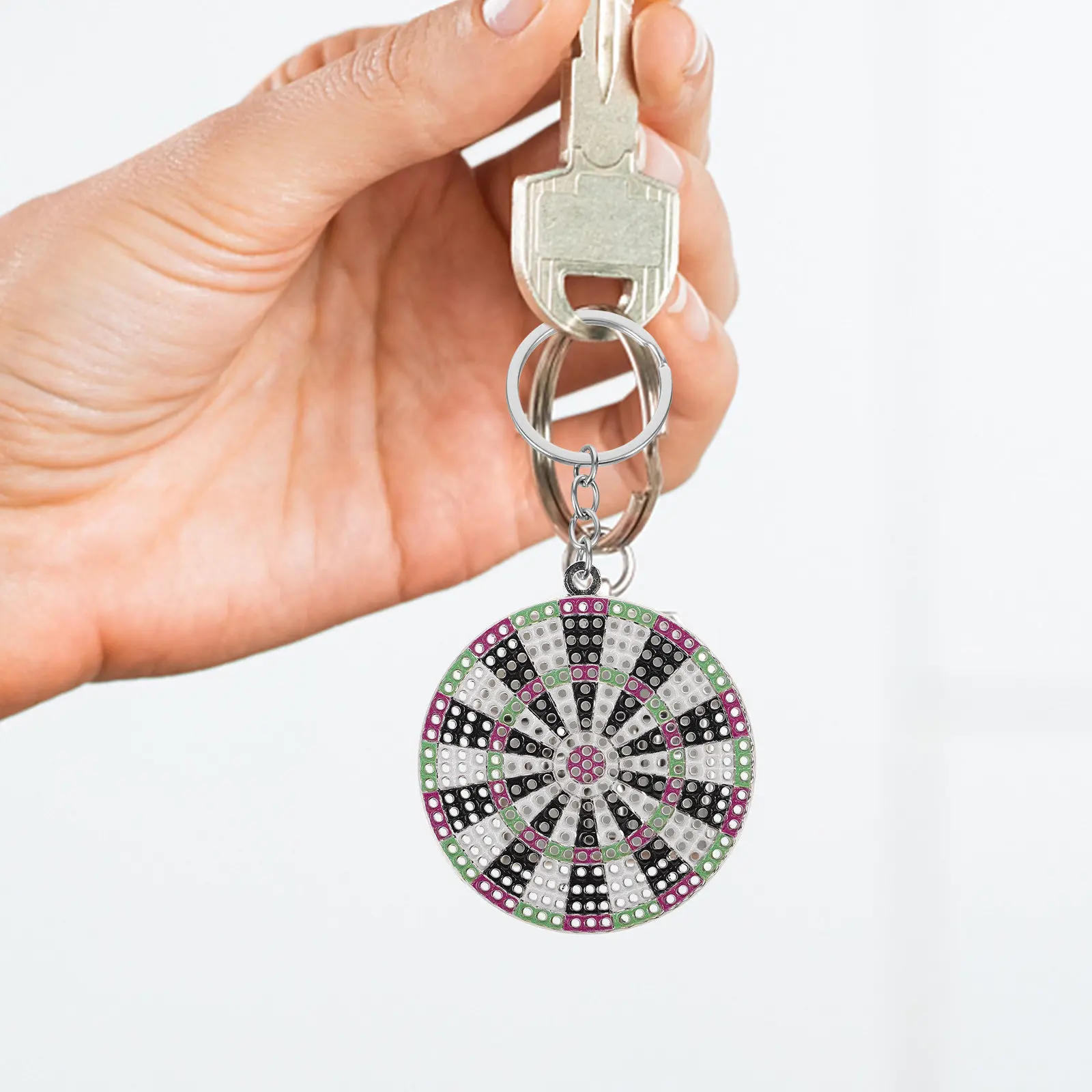 

Miniature Double-Side Dartboard Pendant Zinc Alloy Metal Hanging Charm with Detailed Texture for Fashion Statement Souvenir