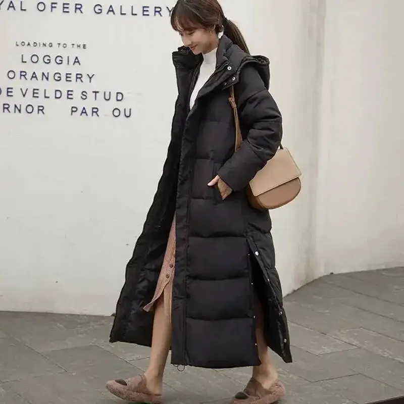 

Новое женское пуховое хлопковое пальто, свободная парка с капюшоном, пальто, длинная зимняя куртка, женская одежда, теплые стеганые куртки, верхняя одежда больших размеров